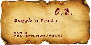 Obagyán Mietta névjegykártya